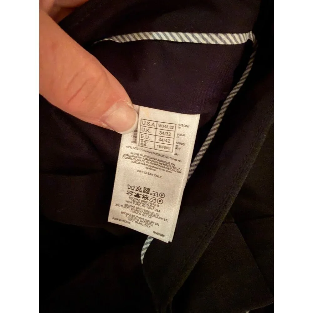 Brooks Brothers Mens Two-piece Suit Size 41 Gray Flat Front Notch Wool Blend